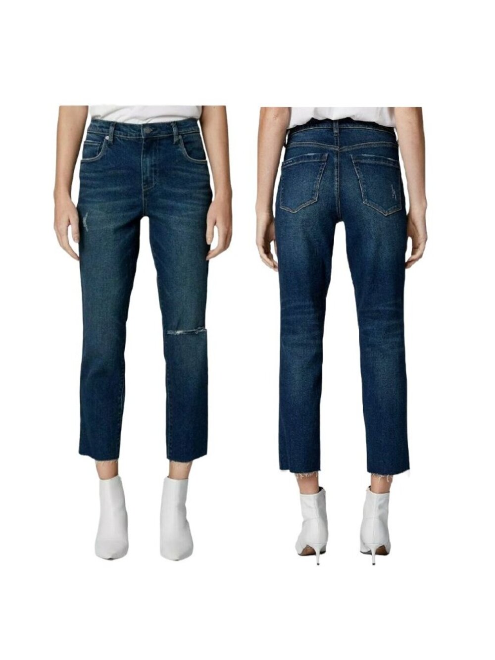 Blank NYC The Madison Crop Jeans Size 24 High-Rise Medium Wash Distressed Womens